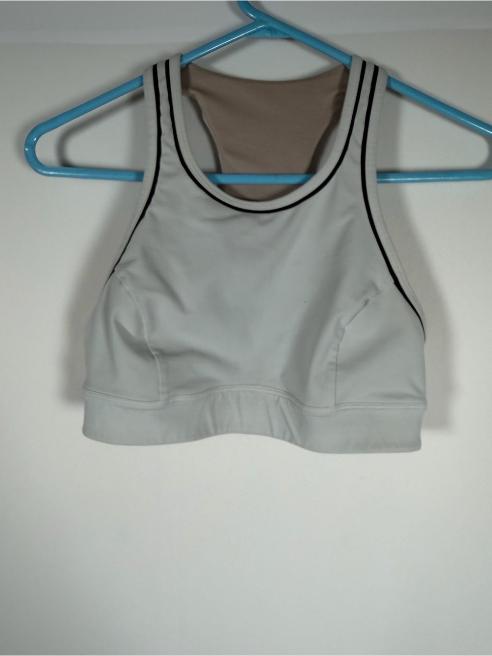 Lululemon Pace Perfect High-Neck White Sports Bra with Black Trim
